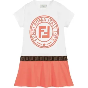 Girls White & Pink Jersey Dress