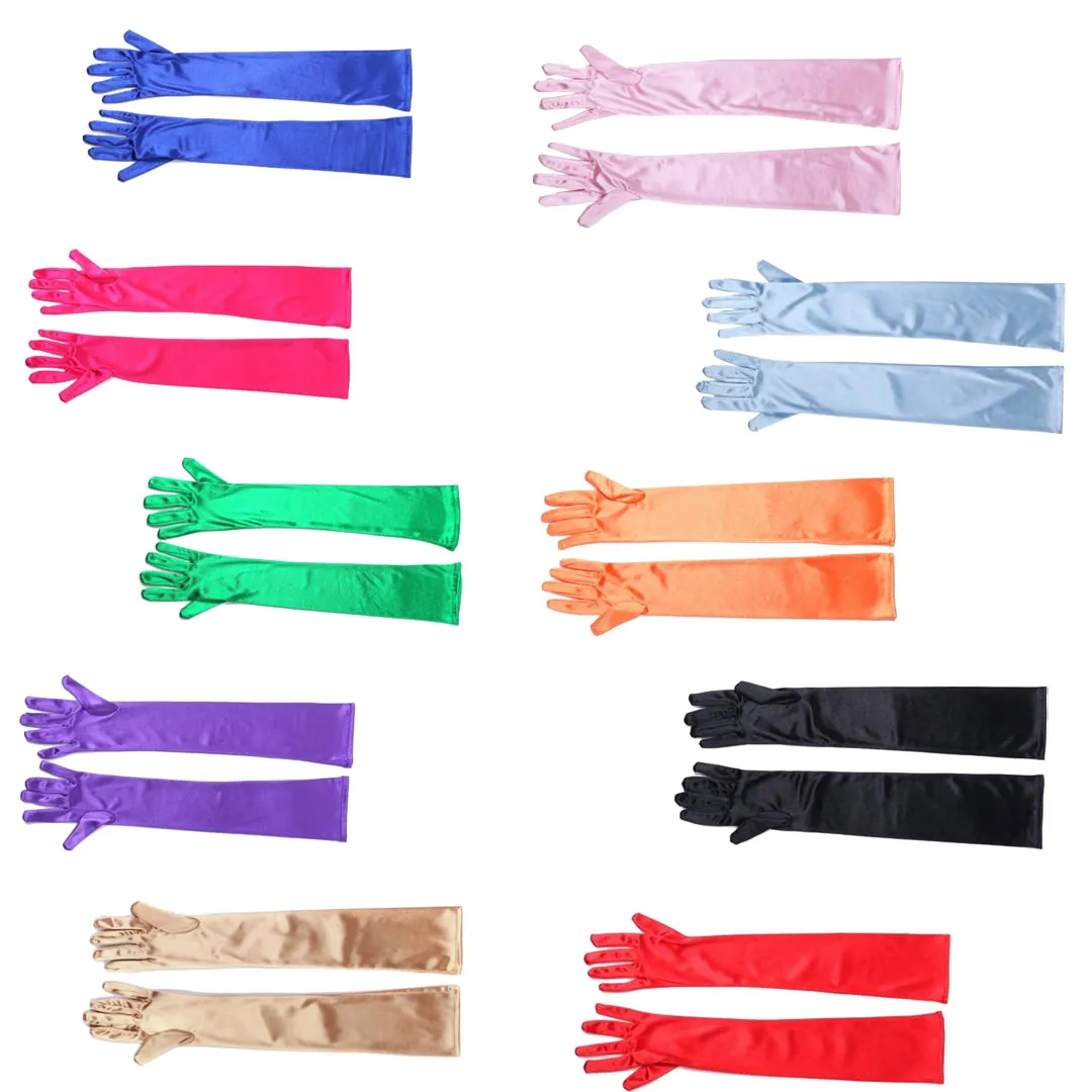 Gorgeously Colored Women’s Premium Long Satin Gloves