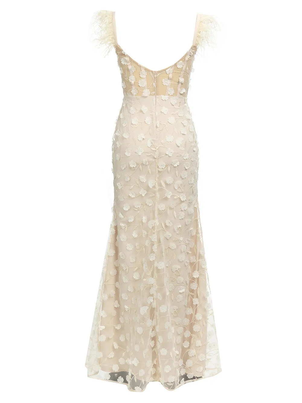 Hadley Beaded Feather Detailed Lined Thin Strap Dress