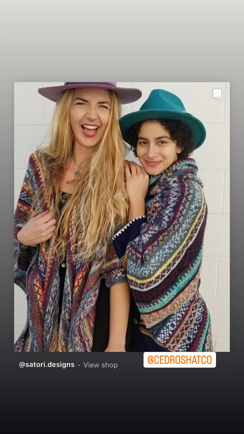 Hand Knit Multicolor open flow poncho/coverup - Earth