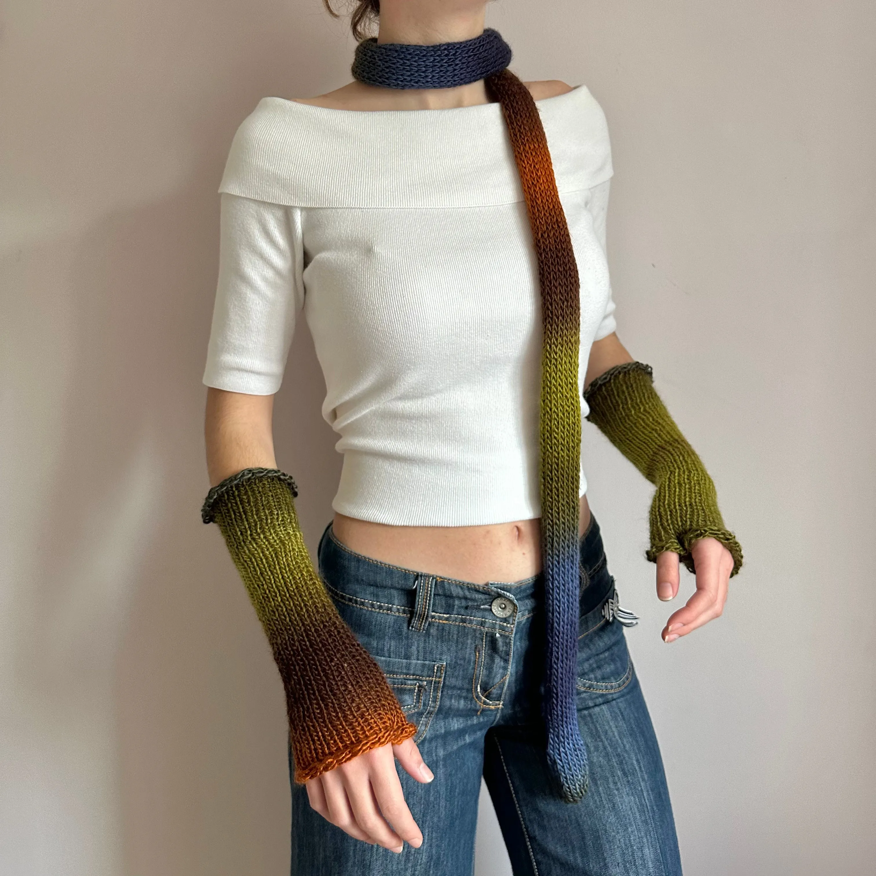 Handmade Aspen ombré knitted arm warmers