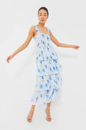 Heather Pleated Georgette Smock Midi Strap Dress