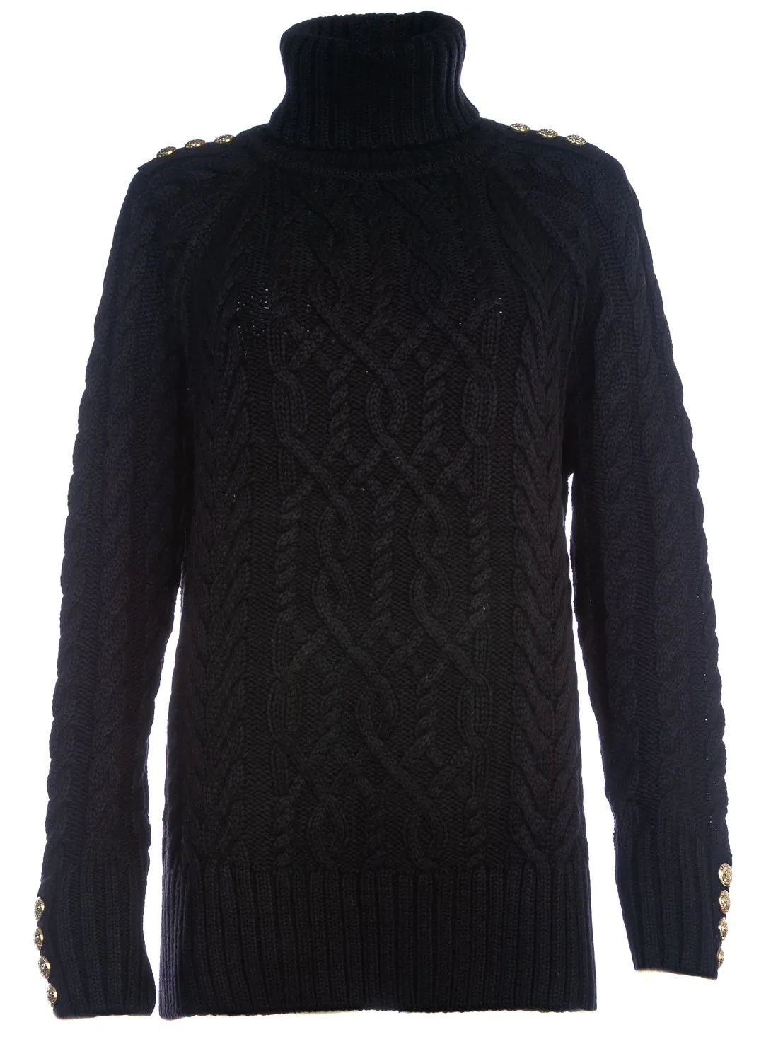 Holland Cooper Greenwich Chunky Cable Ladies Knitwear in Black