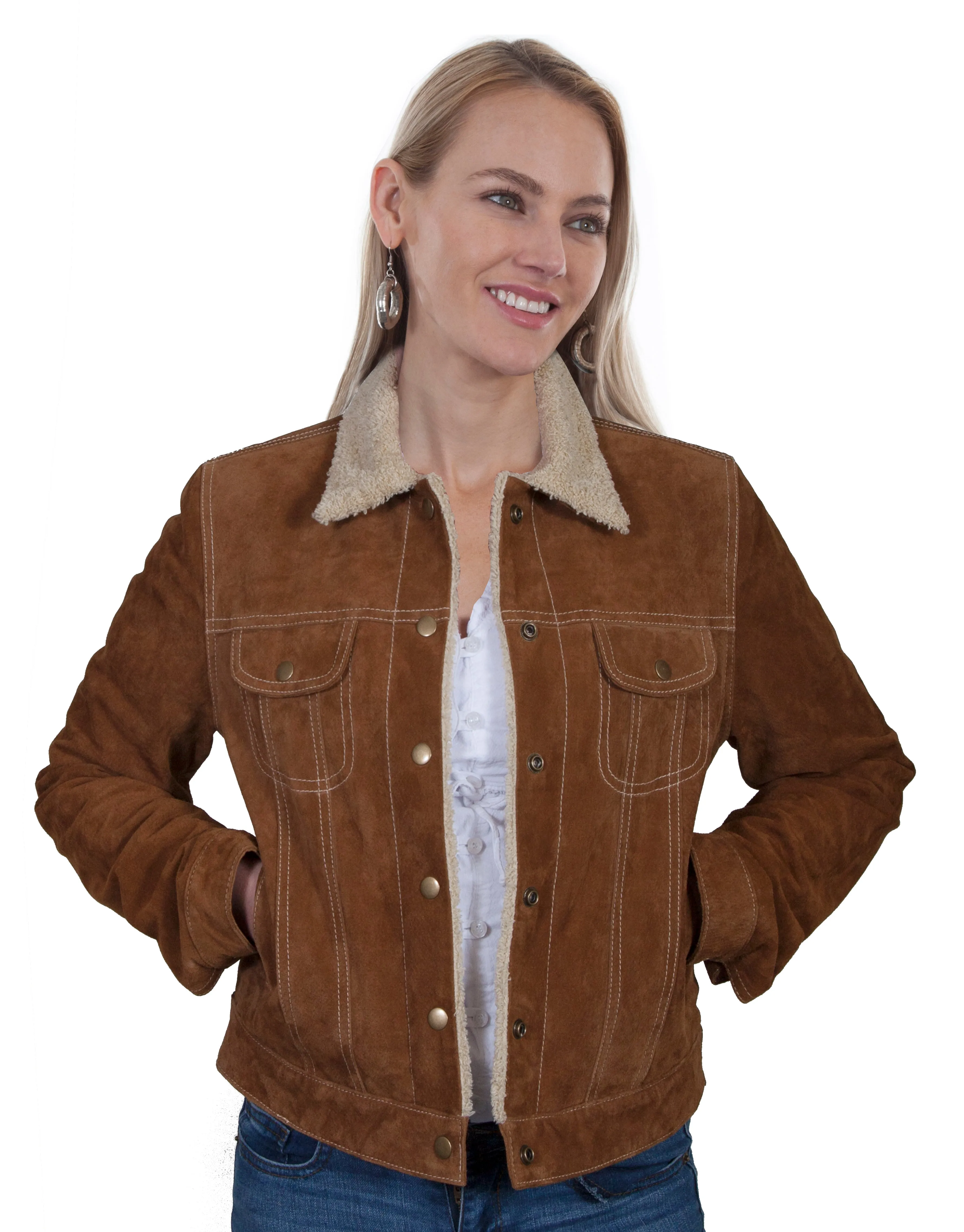 Jacket, Western Suede Leather Jean Jacket  - Style L1019