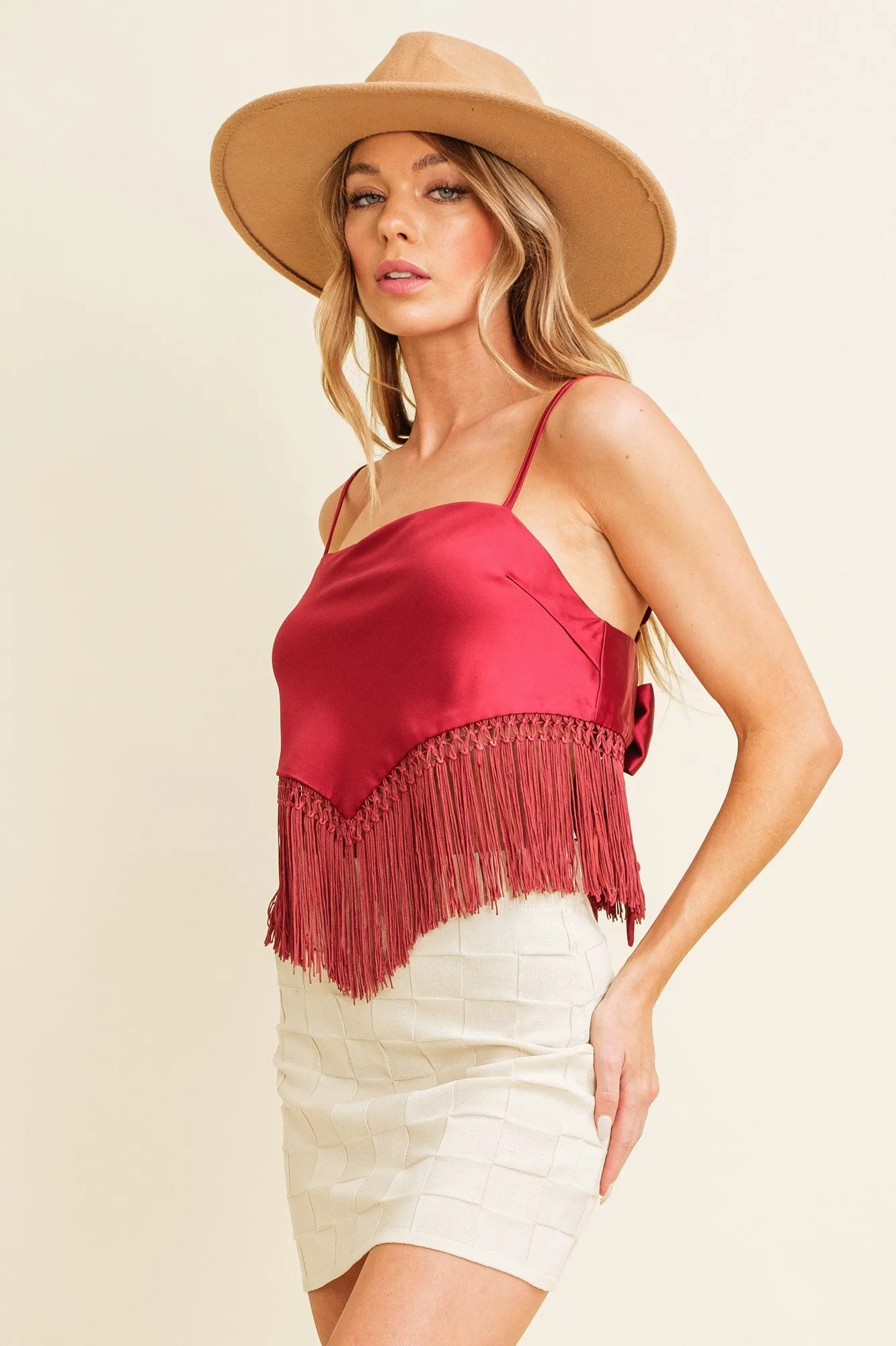 Jamey Fringe Tie Back Top