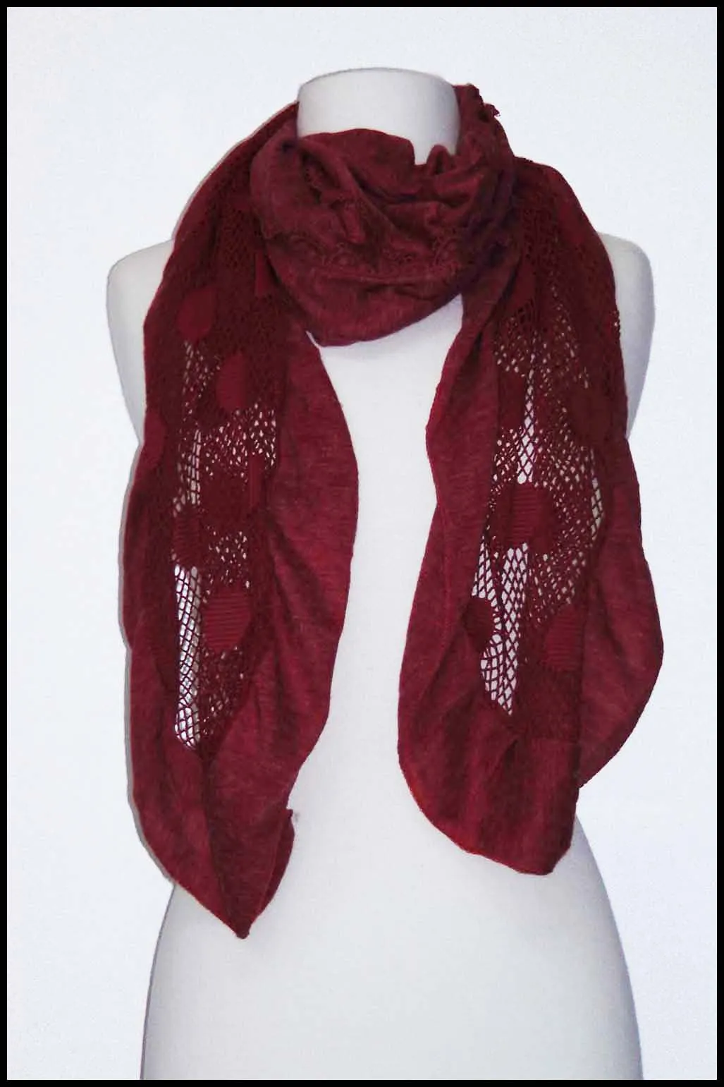 Jersey-knit Ruffle and Lace Scarf