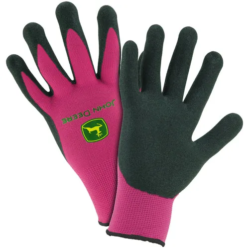 John Deere Nitrile Coated Foam Grip Pink Work Gloves