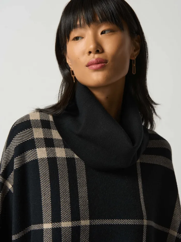 Joseph Ribkoff Cowl Neck Plaid Poncho 233965 317