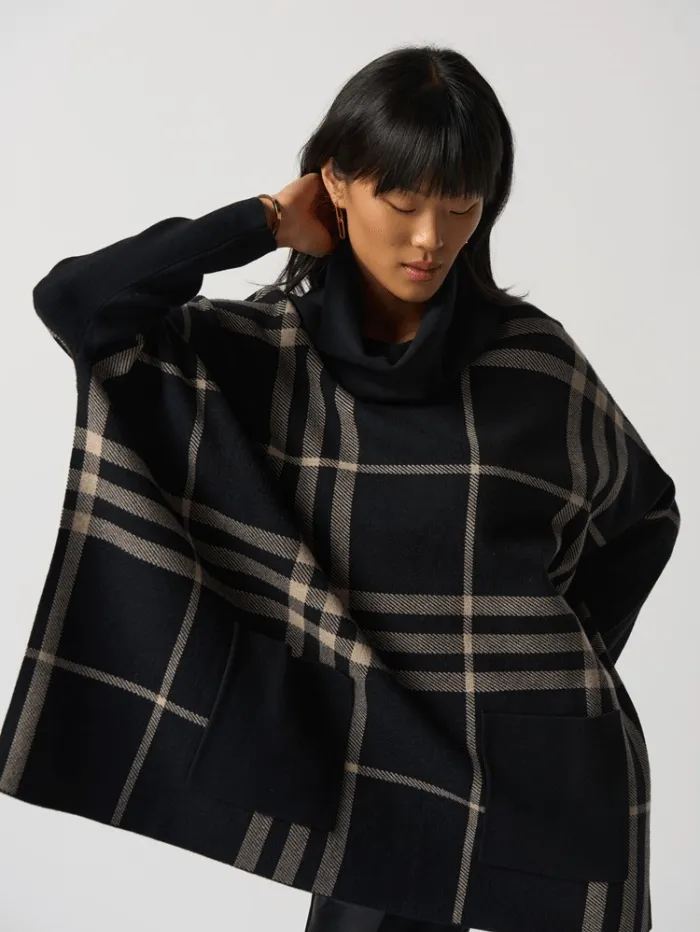 Joseph Ribkoff Cowl Neck Plaid Poncho 233965 317