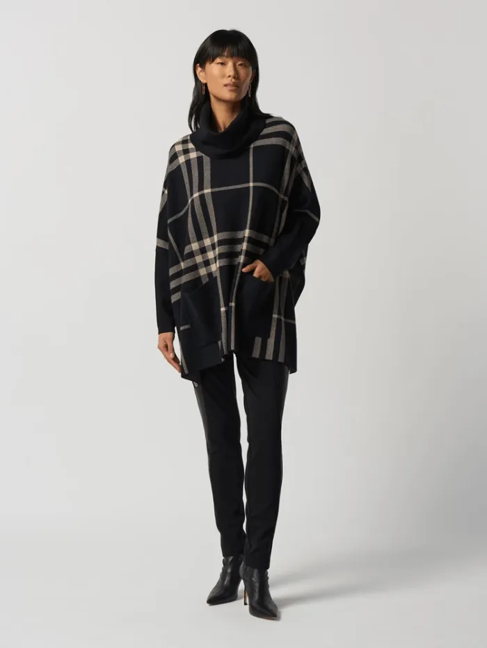 Joseph Ribkoff Cowl Neck Plaid Poncho 233965 317