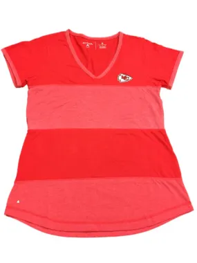 Kansas City Chiefs NFL Antigua WOMEN Red Striped Short Sleeve V-Neck T-Shirt (M)