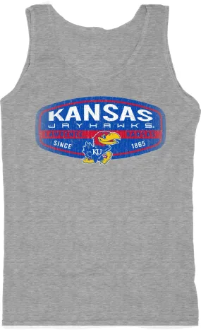 Kansas Jayhawks Blue 84 Light Gray 100% Cotton Sleeveless Tank Top