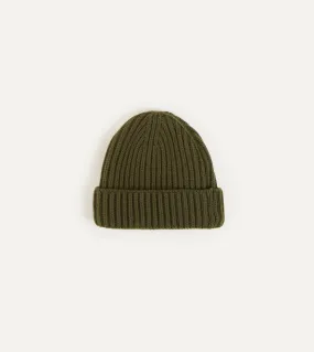 Khaki Green Cashmere Ribbed Knit Cap