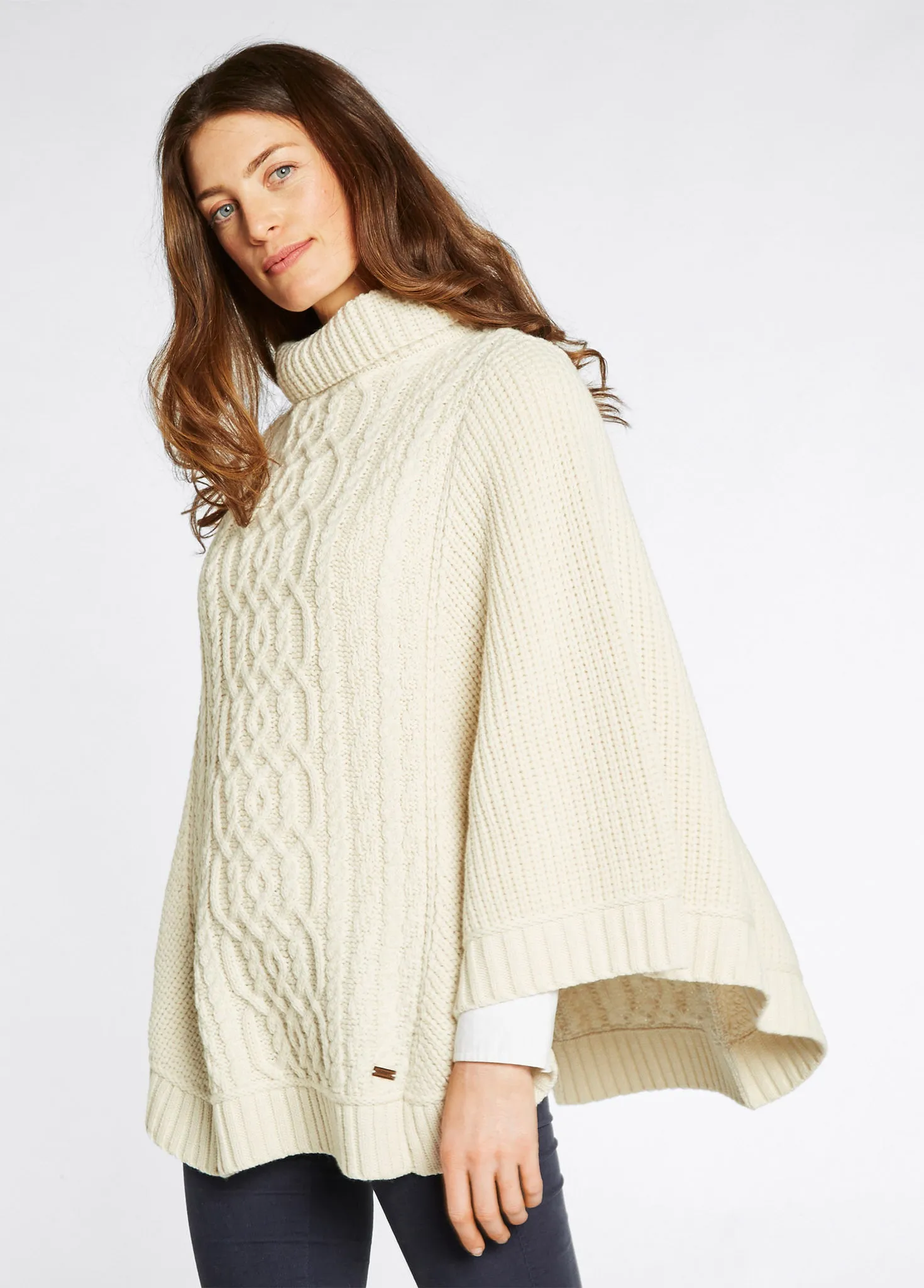 Kilronan Women’s Merino Poncho - Cream