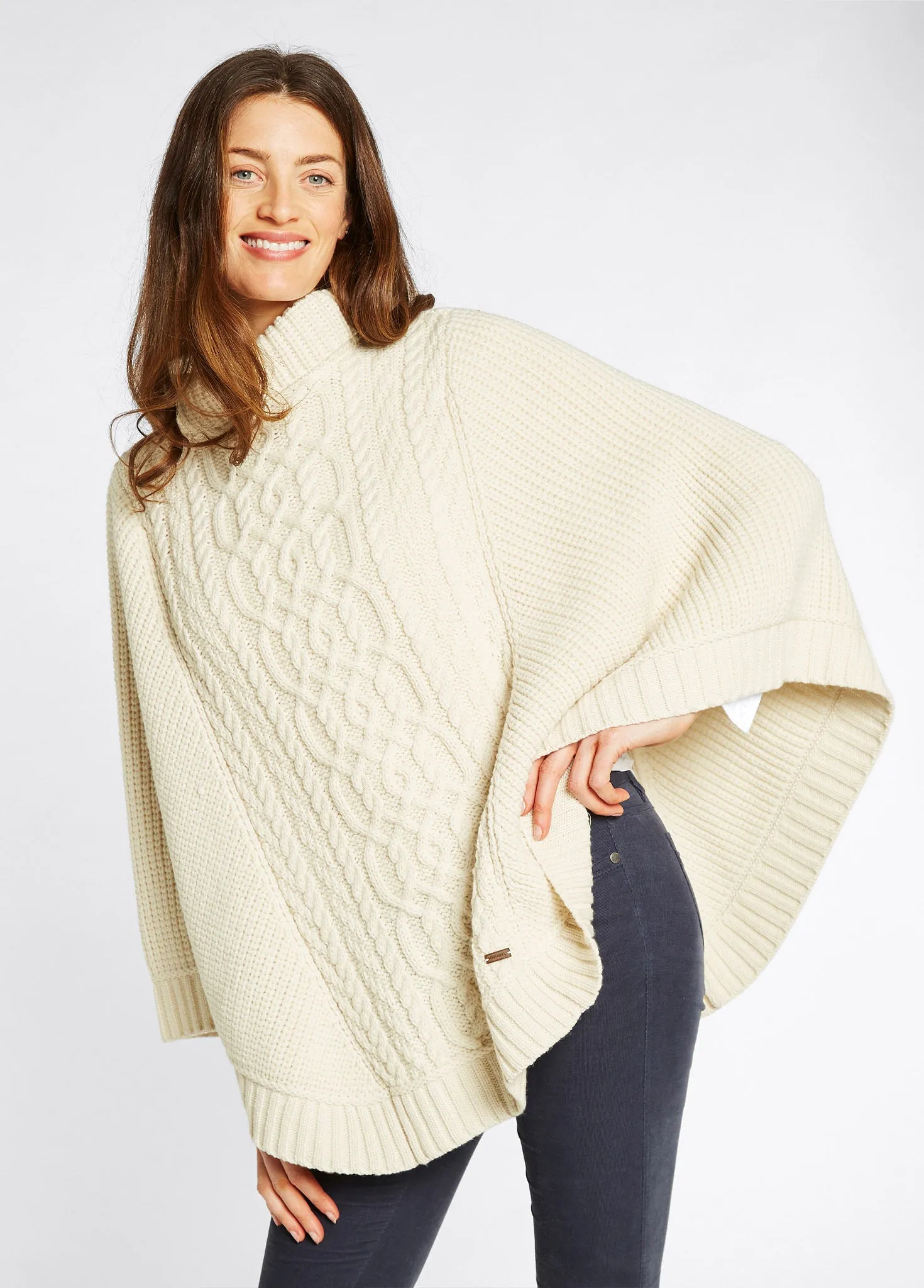 Kilronan Women’s Merino Poncho - Cream