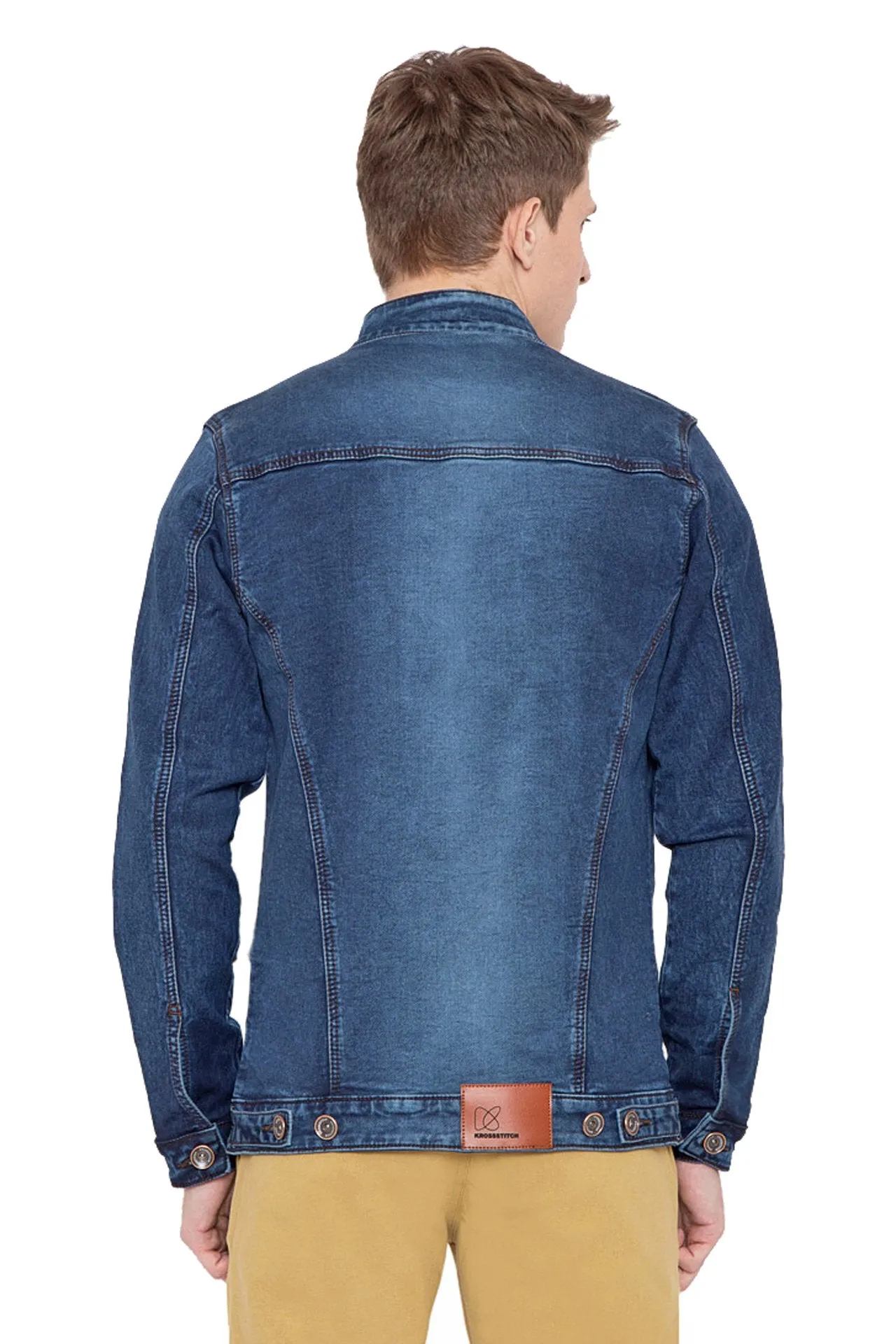 Krossstitch Full Sleeve Men's Denim Jacket with Zip Closer