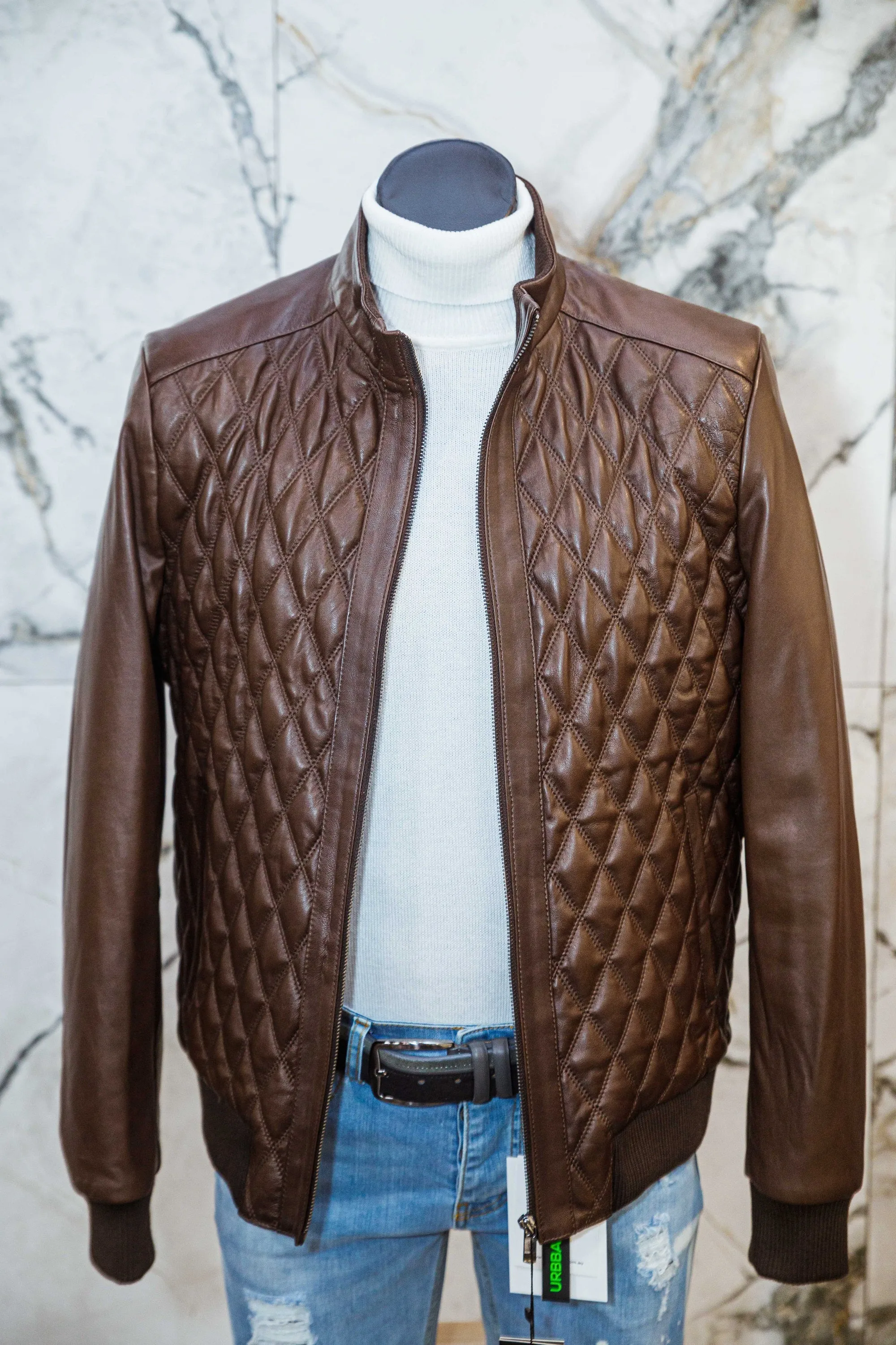 Lambskin Leather Jacket - Brown Diamond