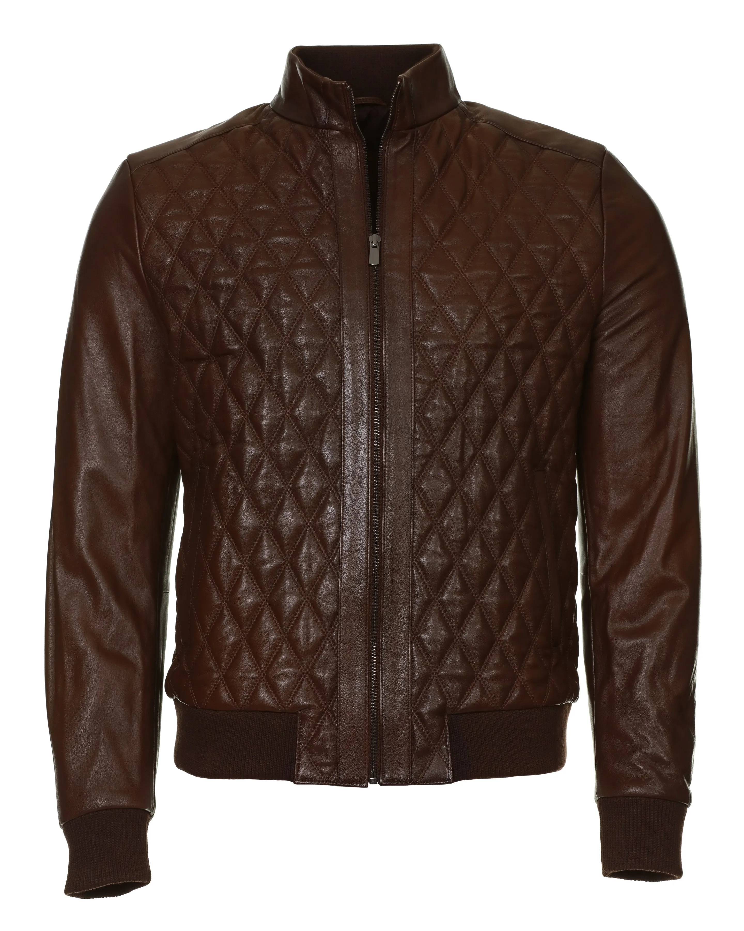 Lambskin Leather Jacket - Brown Diamond