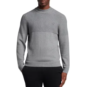 Lyle & Scott Tonal Eagle Seed Stitch Mock Neck Pullover - Mid Grey Marl