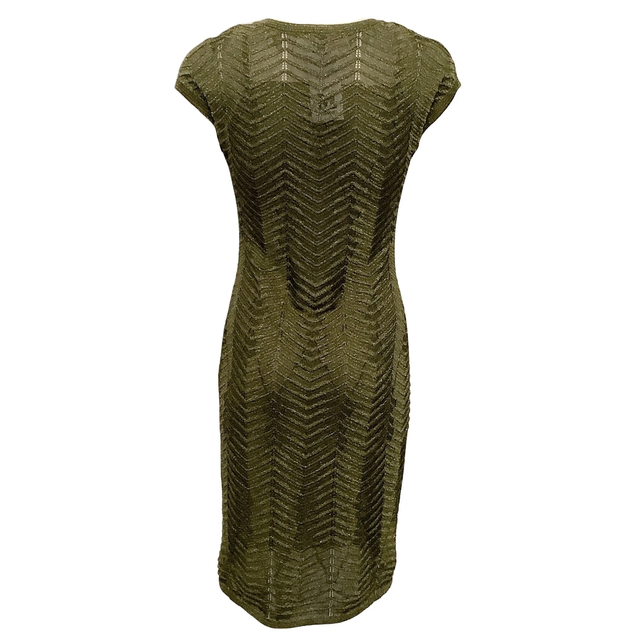 M Missoni Green Metallic Chevron Sleeveless Dress with Slip