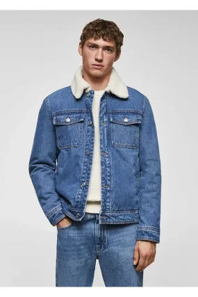 Mango Men's Furry Denim Jacket