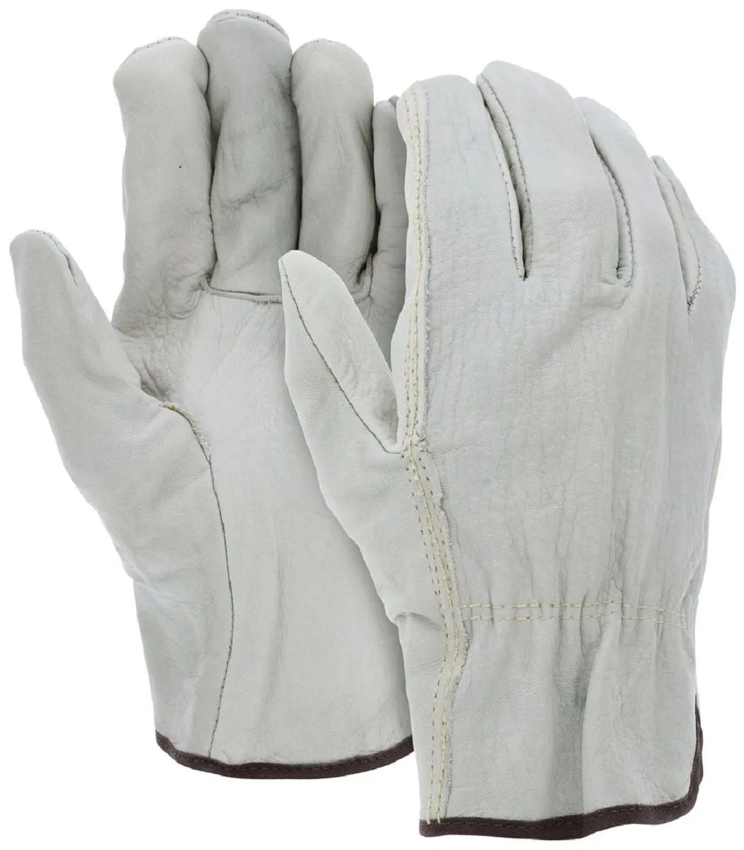 MCR Safety 3202 CV Grade Unlined Grain Cow Leather, Drivers Work Gloves, Beige, Box of 12 Pairs