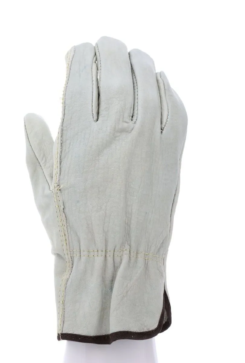 MCR Safety 3202 CV Grade Unlined Grain Cow Leather, Drivers Work Gloves, Beige, Box of 12 Pairs