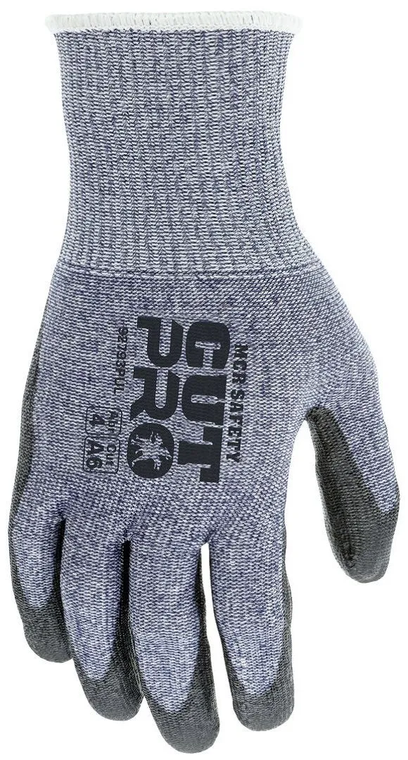 MCR Safety Cut Pro 92793PU ANSI Cut A6 13 Gauge Hypermax Shell, Touchscreen Friendly Polyurethane Coated, Work Gloves, Blue, 1 Pair