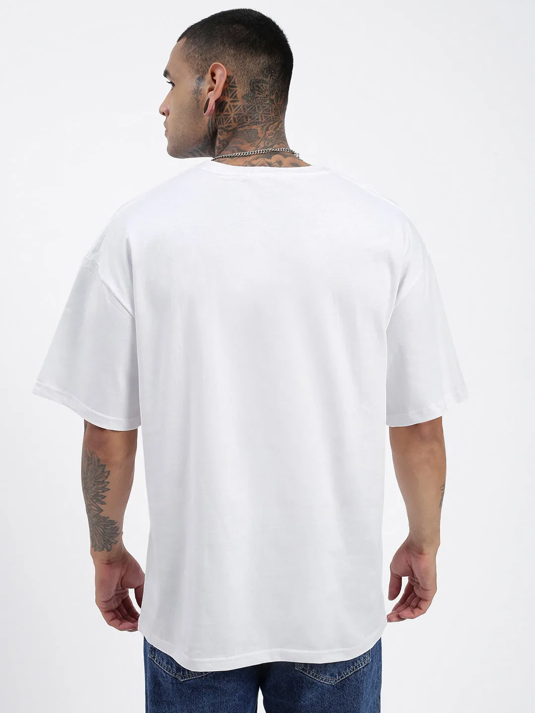 Men Solid White Oversized T Shirt