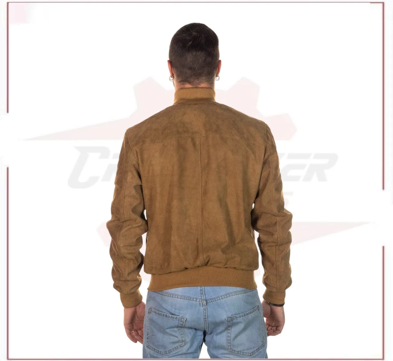 Men's Bomber Jacket in Genuine Honey Suede Leather