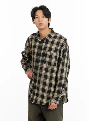 Men's Checkered Buttoned Collared Shirt IA402