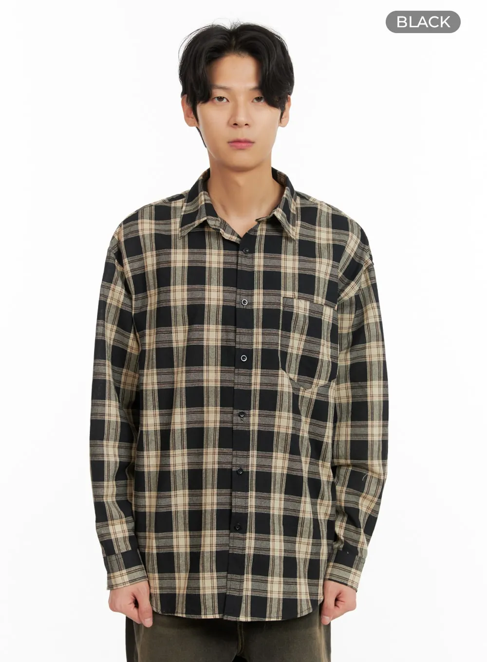 Men's Checkered Buttoned Collared Shirt IA402