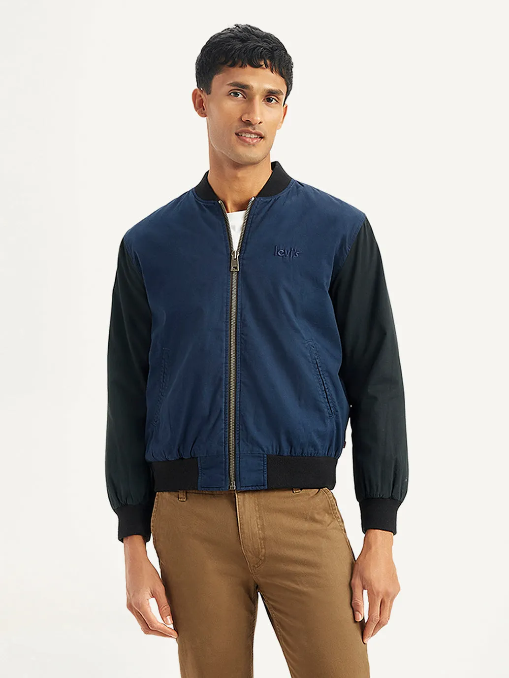 Men's Colorblock Navy Bomber Jacket