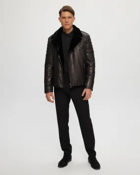 MENS NAPPA MOTO JACKET WITH SHEARLING LAMB LINING