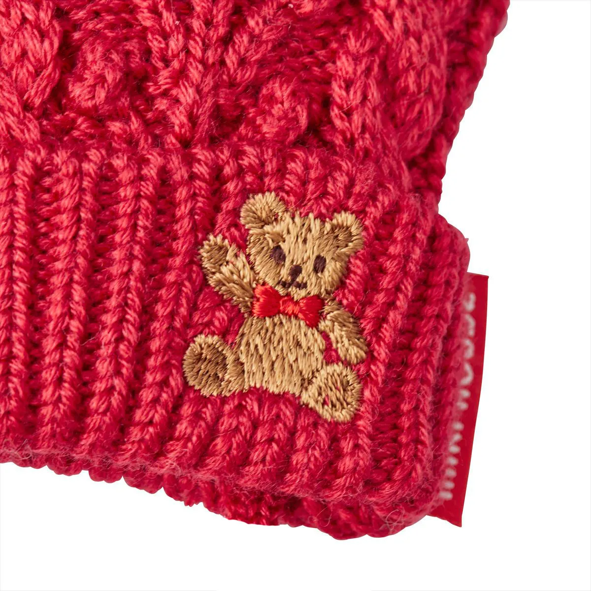 MIKI HOUSE Bear Cable Knit Mittens