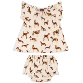 Milkbarn Dog Print Cotton Dress w/ Bloomers