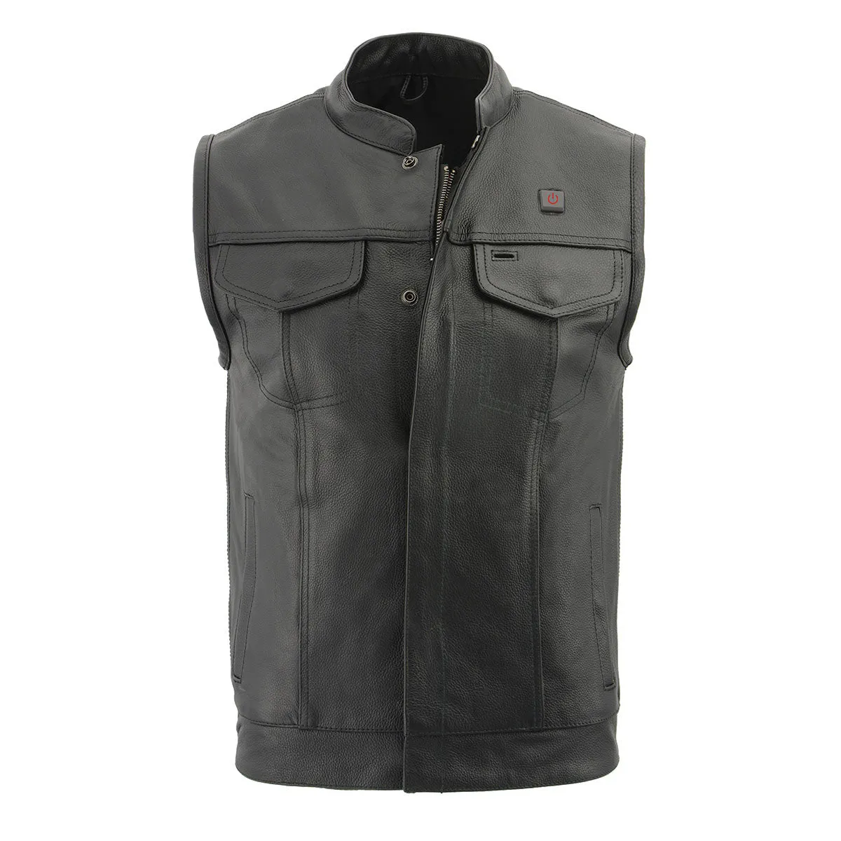 Milwaukee Leather MLM3524SET Men's Black 'All Season' Club Style Motorcycle Leather Vest w/ Heat and Cool-Tec Technology