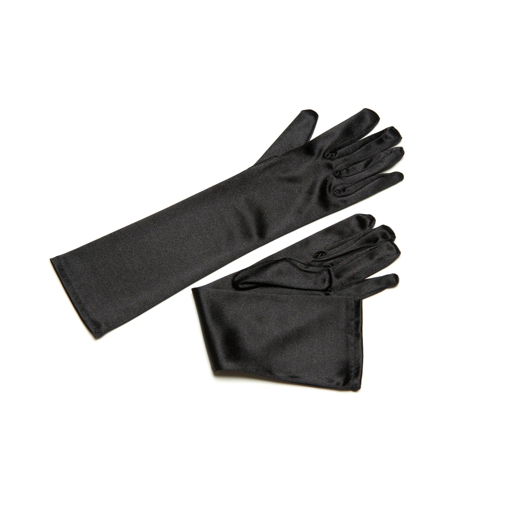 Mini Audrey Girl Size Long Black Satin Gloves Inspired by Audrey Hepburn