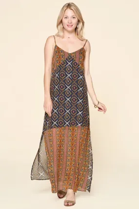 Mixed Printed Chiffon Maxi Slip Dress