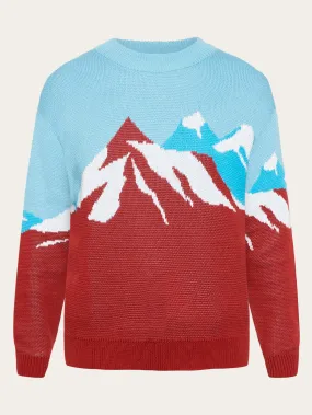 Mountain jacquard cotton crew neck - Regenerative Organic Certified® - GOTS/Vegan - Blue