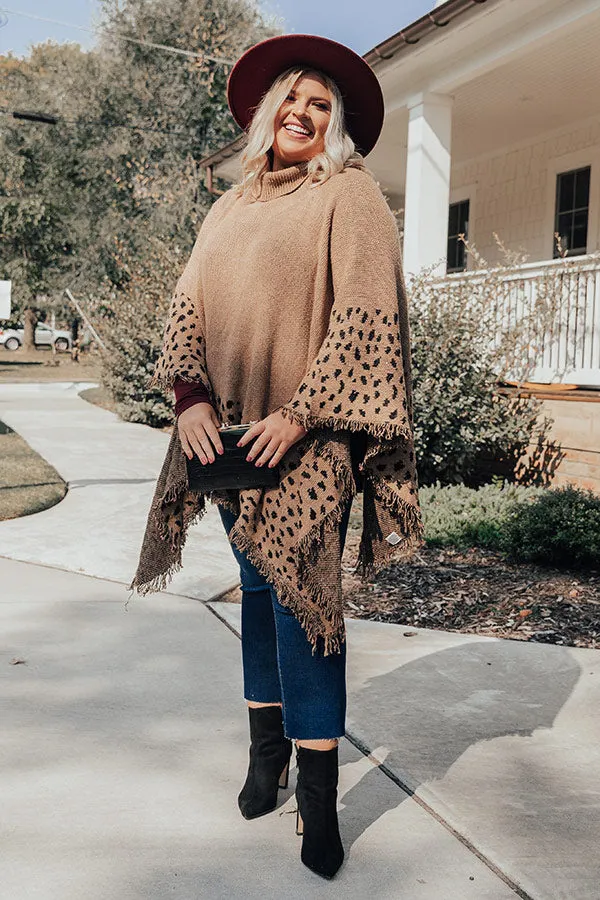 Mountain Mornings Leopard Poncho In Mocha   Curves