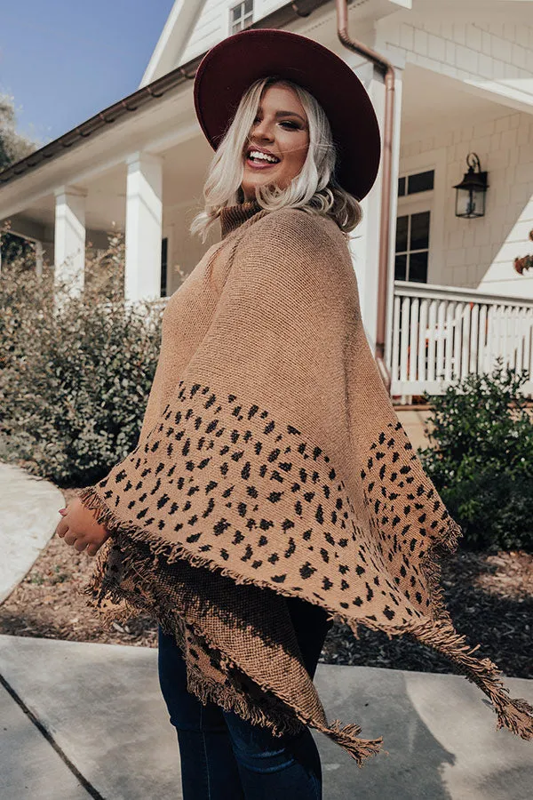 Mountain Mornings Leopard Poncho In Mocha   Curves