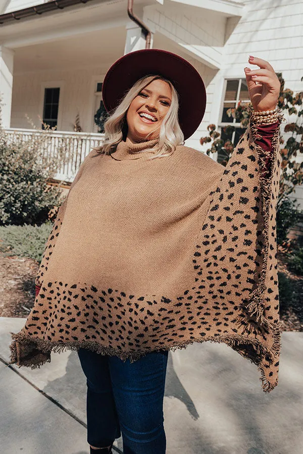 Mountain Mornings Leopard Poncho In Mocha   Curves