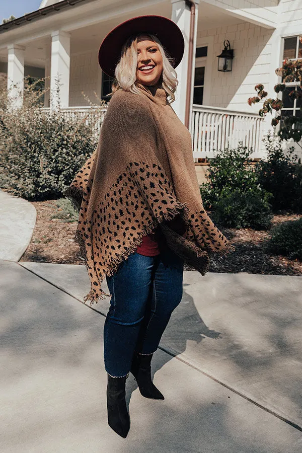 Mountain Mornings Leopard Poncho In Mocha   Curves