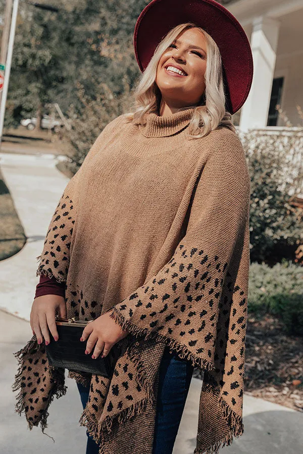 Mountain Mornings Leopard Poncho In Mocha   Curves