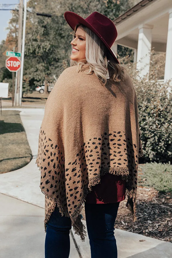 Mountain Mornings Leopard Poncho In Mocha   Curves