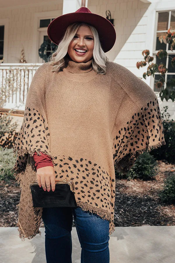 Mountain Mornings Leopard Poncho In Mocha   Curves