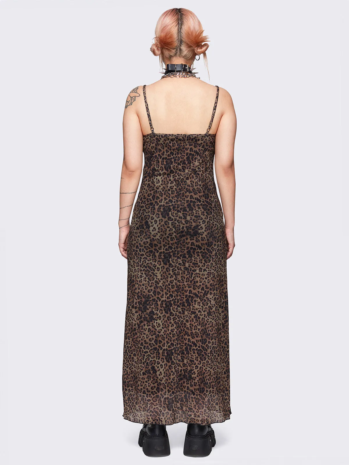 Nala Leopard Mesh Maxi Dress