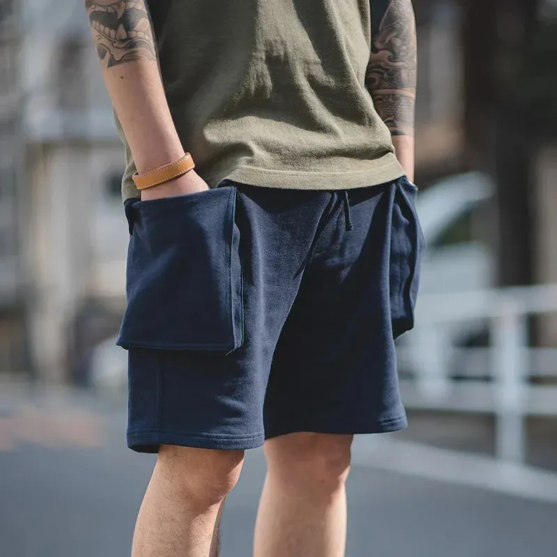 Navy Blue Cargo Joggers Shorts with Large Pocket - Casual Style