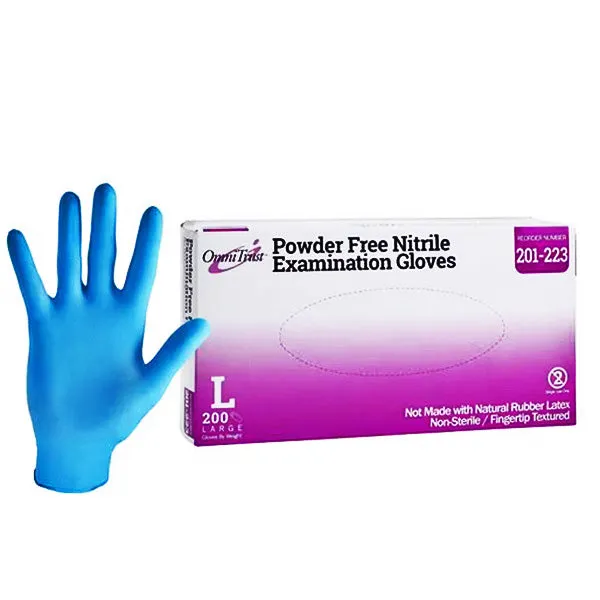 Nitrile Powder Free Examination Gloves Blue Color, 100/Box